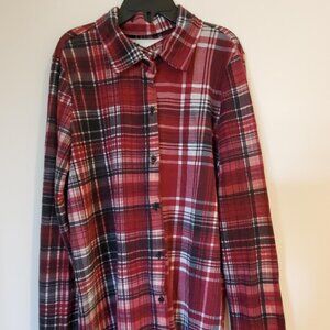 Crossed Back Girls Flannel with small Front-Tie Hem Green & Red Pack of 2